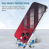 Compatible With Iphone 16 Pro Max Case Magnetic, With Full Camera Lens Protector [Compatible With Magsafe] Scratch Resistant Gradient Glass Back Cover Phone Case-Red