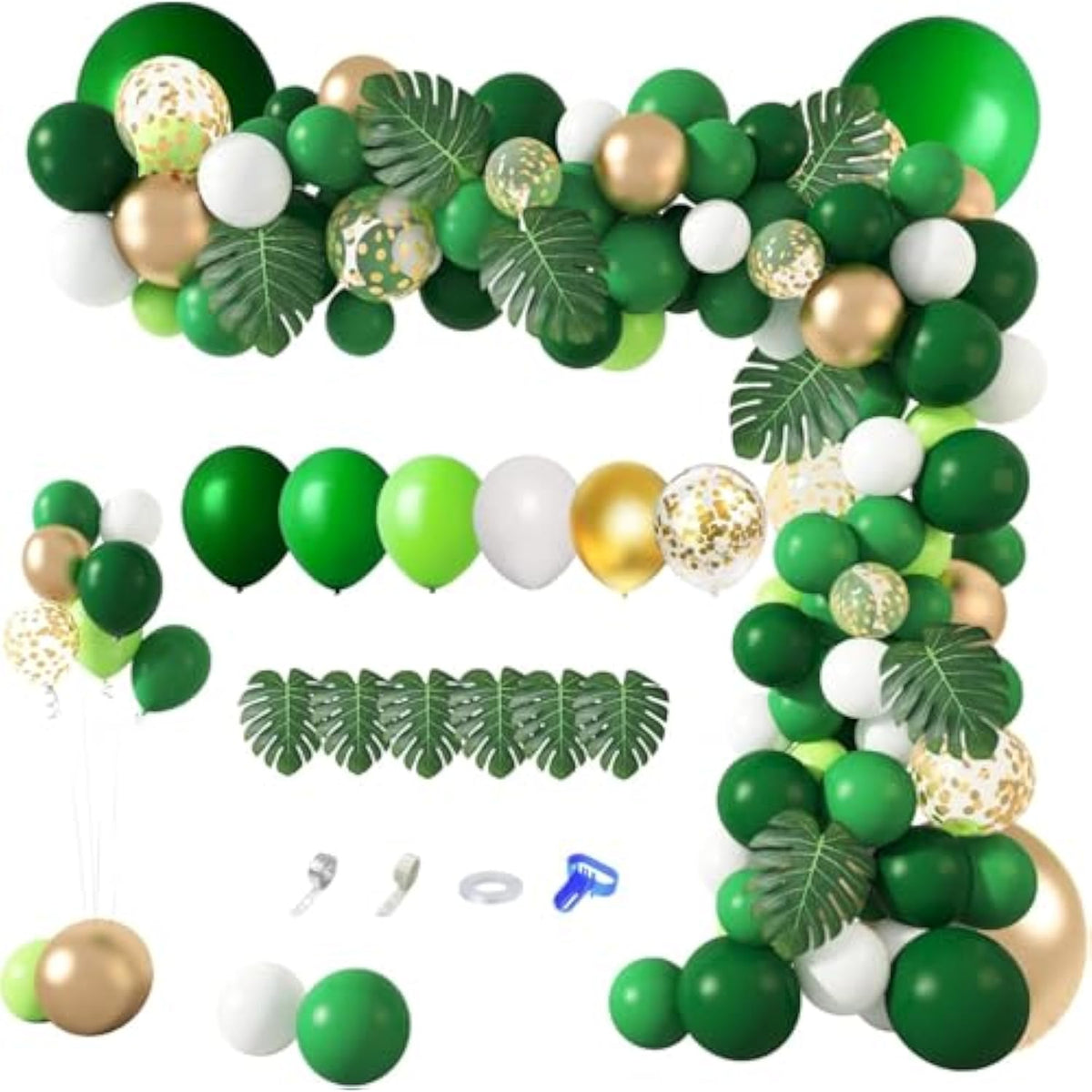 Jungle Balloon Garland Kit: Green, Gold & Dino Safari Party Decor