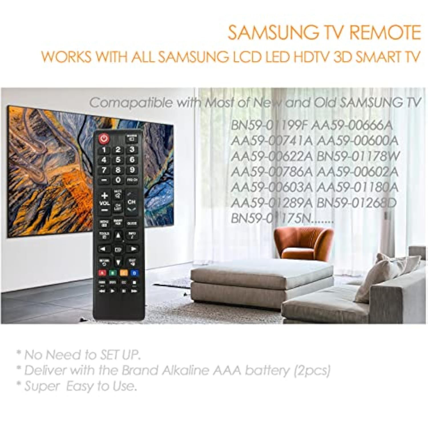 Universal Samsung TV Remote Control with 2 Alkaline Batteries