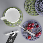 Mandala Coaster Resin Molds 2Pcs Large Silicone Coaster Molds For Hollow Flower Tray Epoxy 3D Geode Design Shiny Molds For Home Decoration Coaster Resin Casting Mold Set