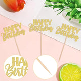 30 Pcs Happy Birthday Cupcake Toppers Glitter Happy Birthday Cupcake Picks For Celebrating Anniversary Theme Party Cake Decorations Supplies Gold