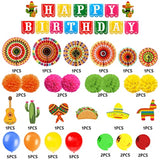 Fiesta Mexican Themed Happy Birthday Banner Paper Pompoms Mexico Fans Fiesta Decorations Balloons Party Decorations