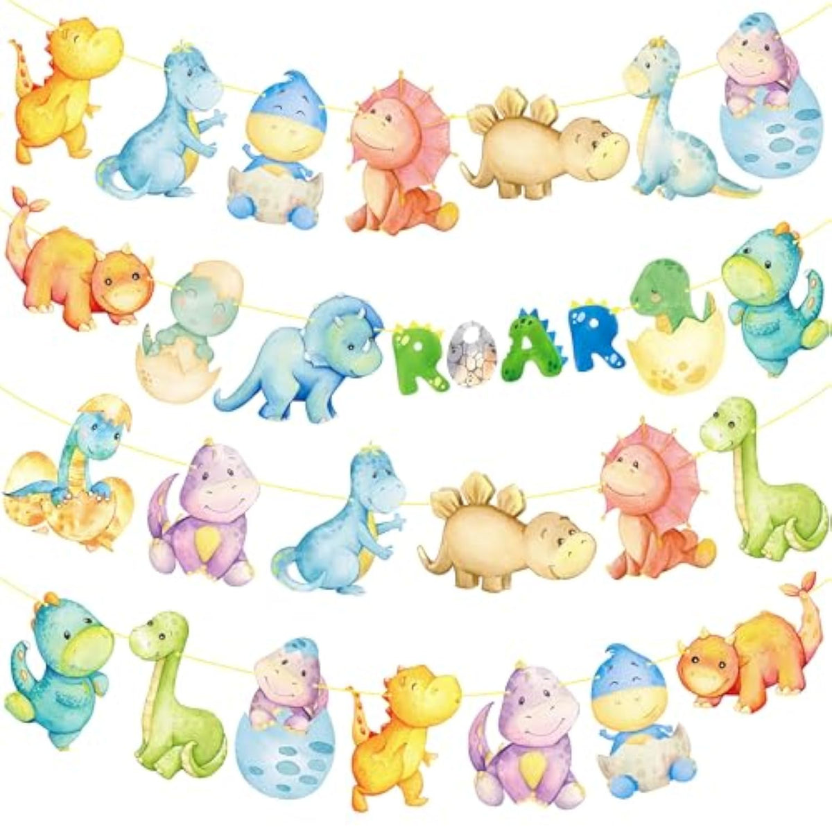 4Pcs Dinosaur Baby Shower Banners Dinosaur Birthday Party Decorations Dino Theme Banners For Roar Dinosaur Party Baby Shower Supplies