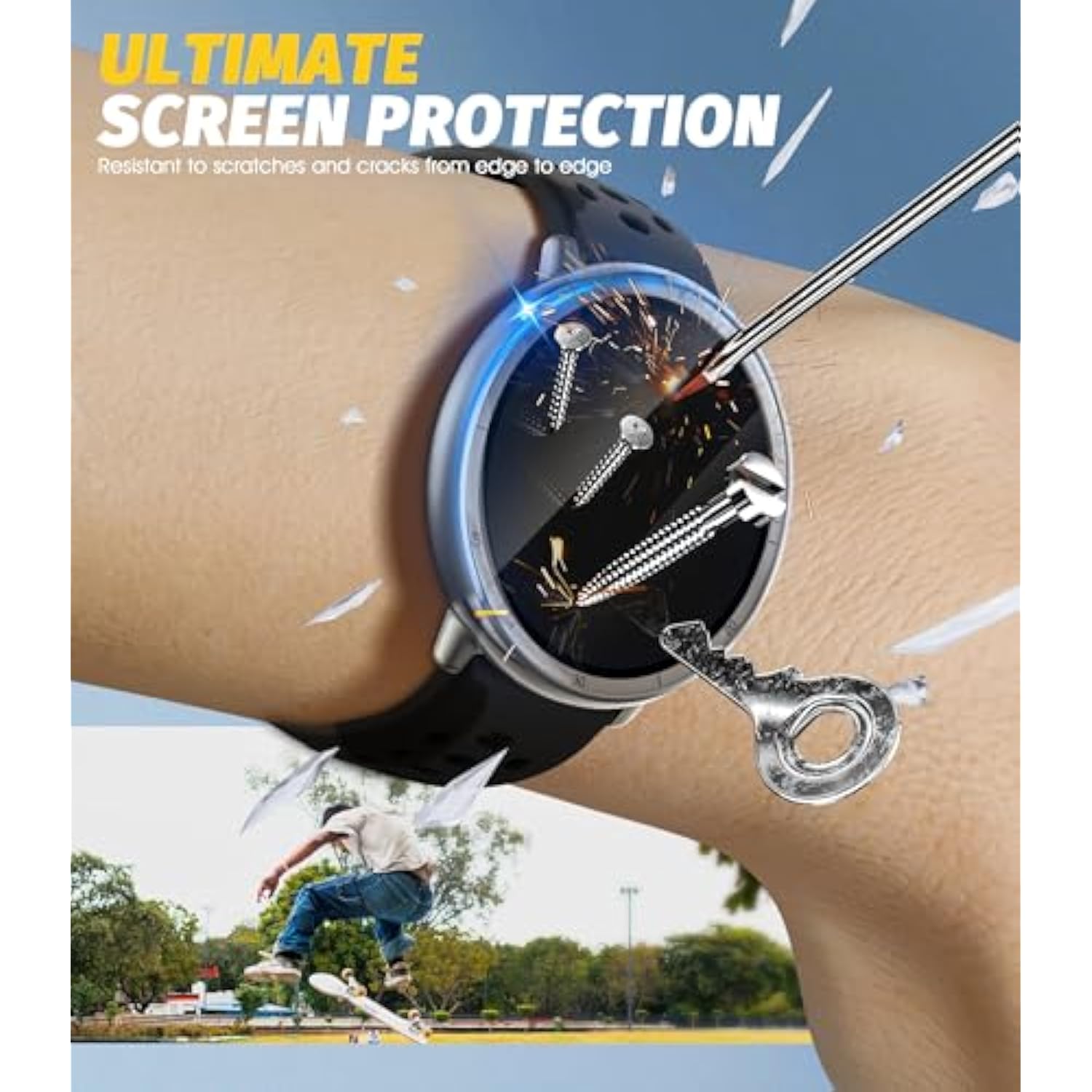 (3 Pack) Watch Screen Protector Compatible For Amazfit Active 2, Pmma And Pet (Not Tempered Glass) Ultra Thin Hd Full Coverage 3D Curved Edge Anti-Scratch