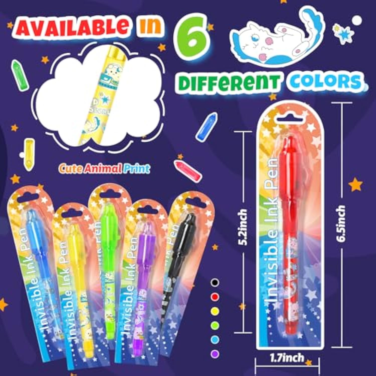 Invisible Ink Pens with UV Light 24pcs Spy Party Favors for Kids Secret Messages