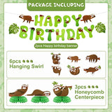 17 Pcs Dog Sloth Party Decorations And Supplies Including 2 Birthday Banners, 3 Honeycomb Centerpieces, 6 Hanging Swirls & Cards For Puppy Theme Birthday Favors(Sloth Style)
