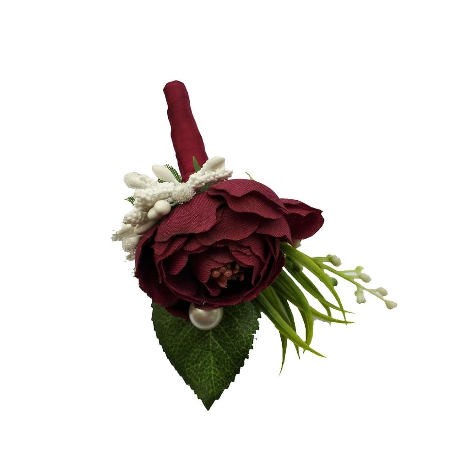 6 Pieces/Lot Groom Boutonniere Man Buttonholes Diy Wedding Artificial False Flowers Party Decoration (Wine Red)