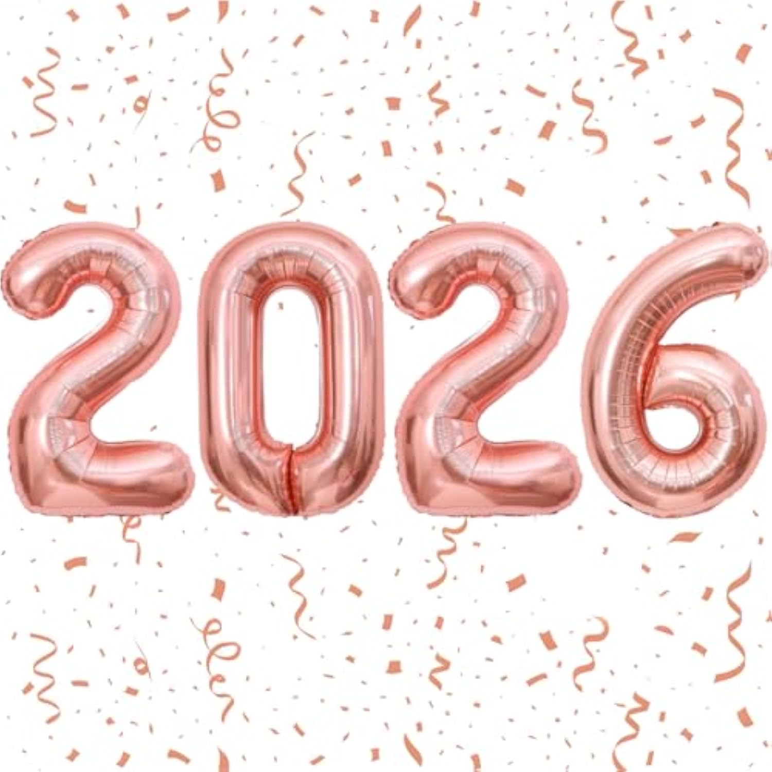 Rose Gold 2026 Number Balloons New Year Graduation Anniversary Decor