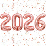 Rose Gold 2026 Number Balloons New Year Graduation Anniversary Decor