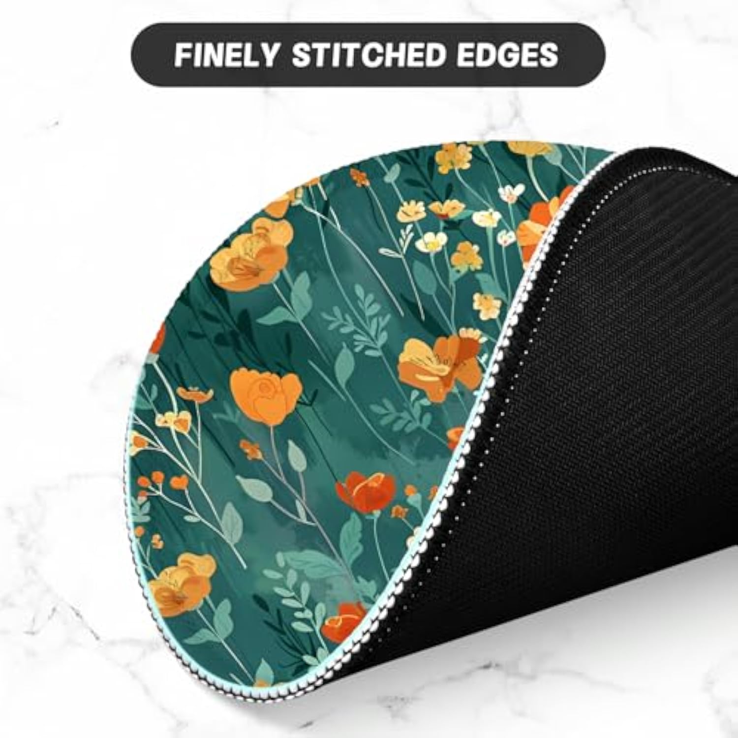 Round Mouse Pad With Stitched Edge Premium-Textured Waterproof Non-Slip Rubber Base Desktop Protection Mat Diameter 8.7 Inches, Beautiful Flowers