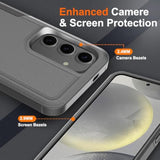 Designed For Samsung Galaxy S24 Case With Tempered Glass Screen Protector & Camera Lens Protector,Heavy-Duty Tough Rugged Slim Shockproof Phone Case For Galaxy S24 (6.2", 2024) [Black]