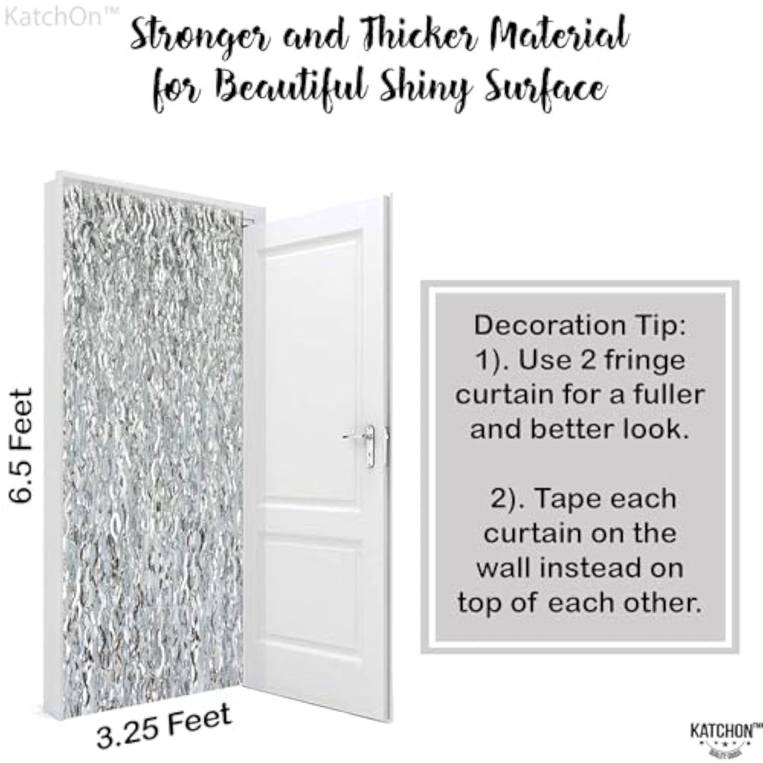 2-Pack X-Large Silver Wavy Fringe Curtains for Party and New Year 2026 Decor