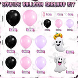 Halloween Balloon Arch Kit - Black, Pink, Purple with Ghost & Pumpkin Foil Balloons Decor