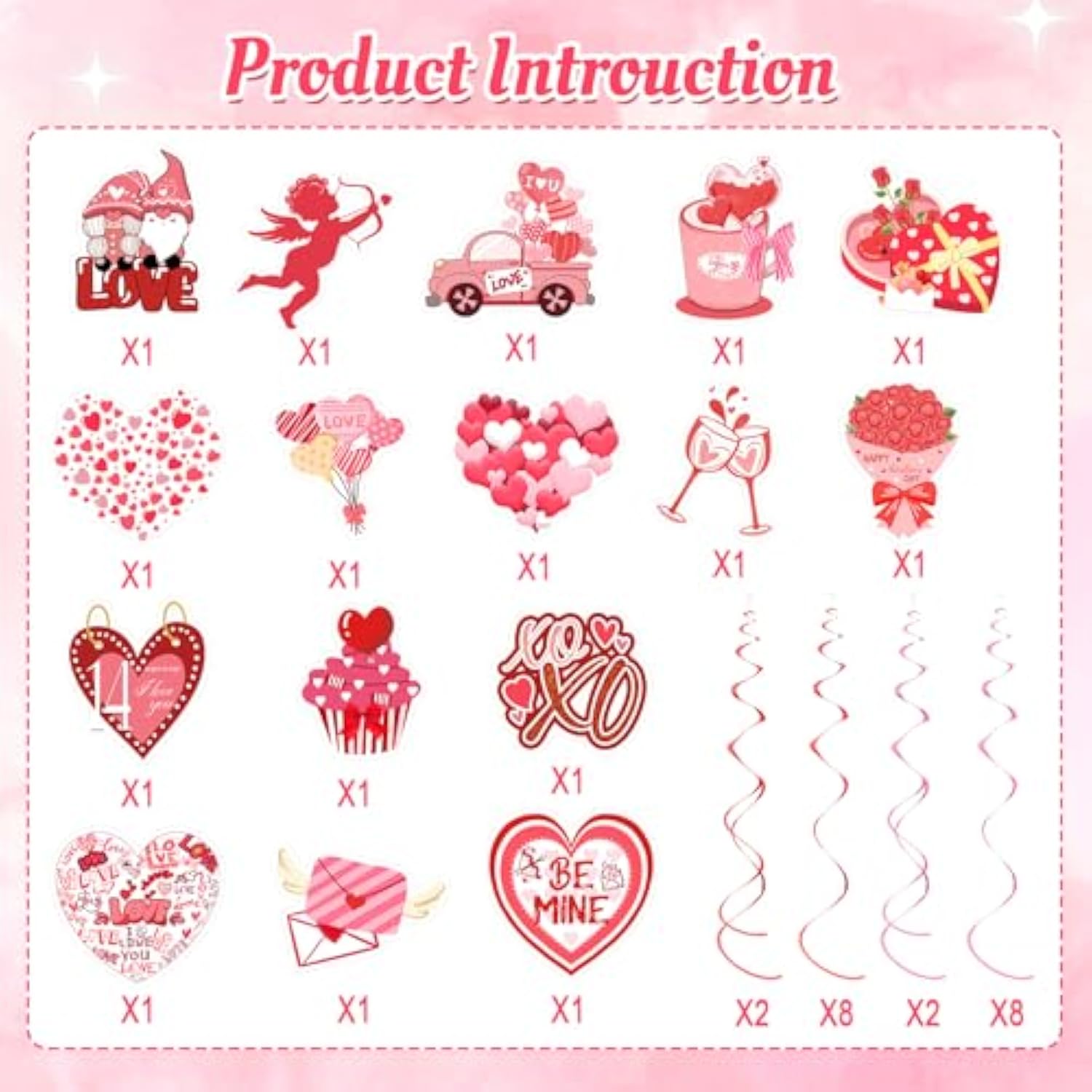 36 Pcs Valentine'S Day Hanging Swirl Decorations Set,Happy Valentines Day Party Hanging Love Heart Foil Ceiling Swirl Decorations For Wedding Anniversary Bridal Shower Decorations