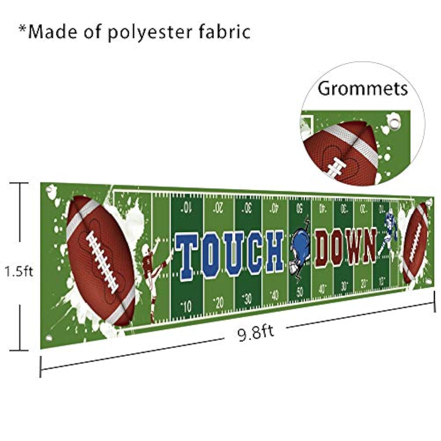 Football Party Banner – Game Day Photo Backdrop 9.8×1.5 ft