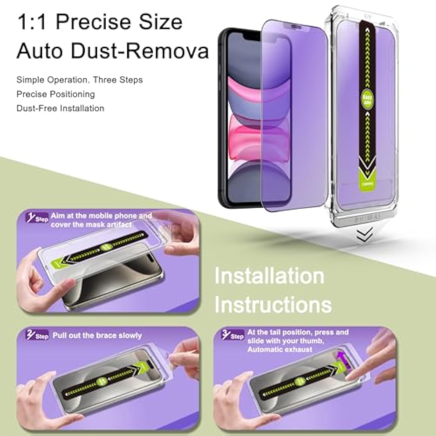 (2-Pack Anti Blue Light Matte Screen Protector For Iphone 11/Xr (6.1-Inch),9H Tempered Glass,Anti-Glare,Full Coverage,Anti-Fingerprint,Auto Dust Removal,Bubble-Free