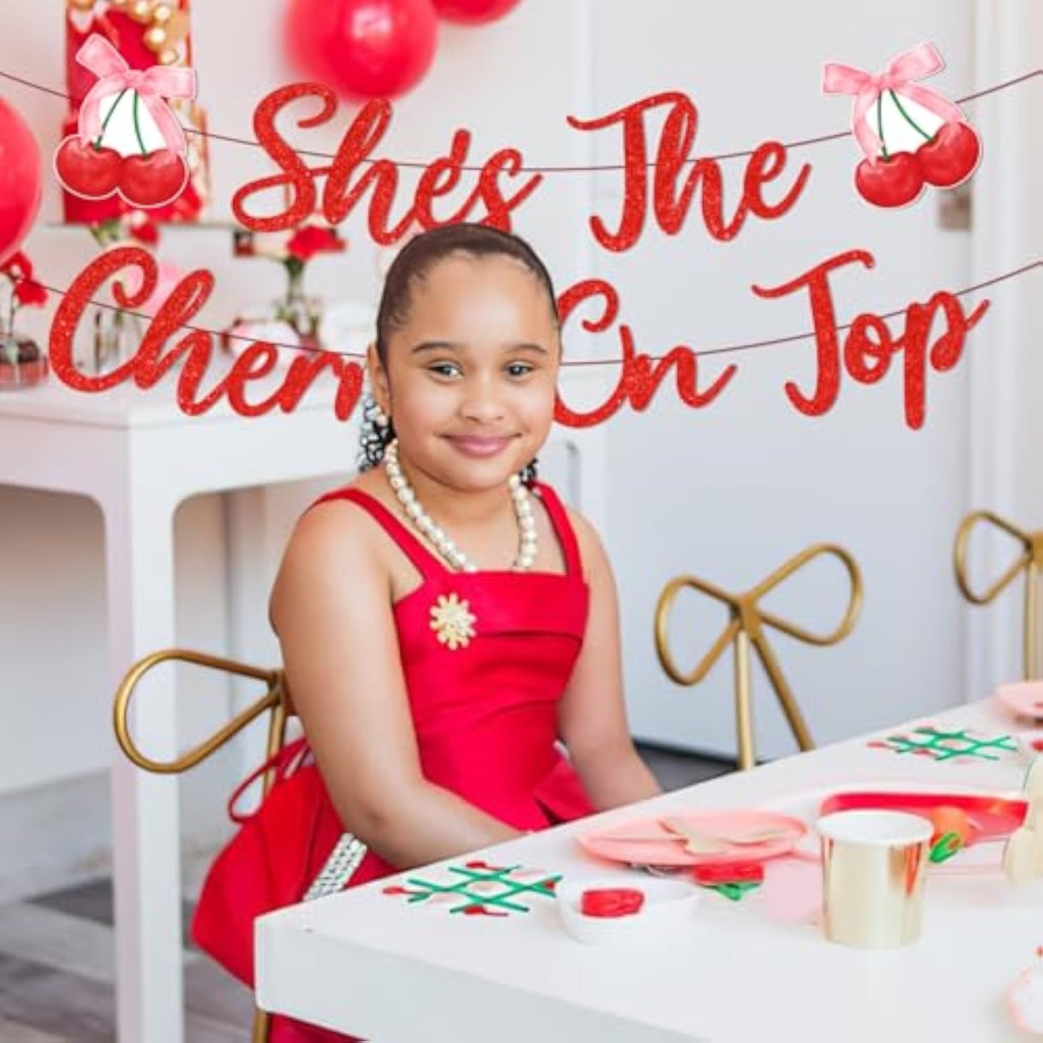 She'S The Cherry On Top Bridal Shower Banner Cherry Theme Bachelorette Party Decorations Cherries Birthday Party Banner Red Fruit Engagement Party Decor For Bridal Shower Bachelorette Birthday