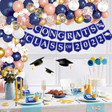 68pcs Navy Blue & Rose Gold Confetti Balloons with Ribbon for Parties Showers