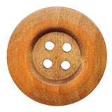 20Pcs Big Size 50Mm 2" Light Brown Round Wood Buttons 4 Holes Craft Se