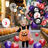 50pcs Halloween Balloons Black Purple Red Bloody Handprint Bat Print Party Decor
