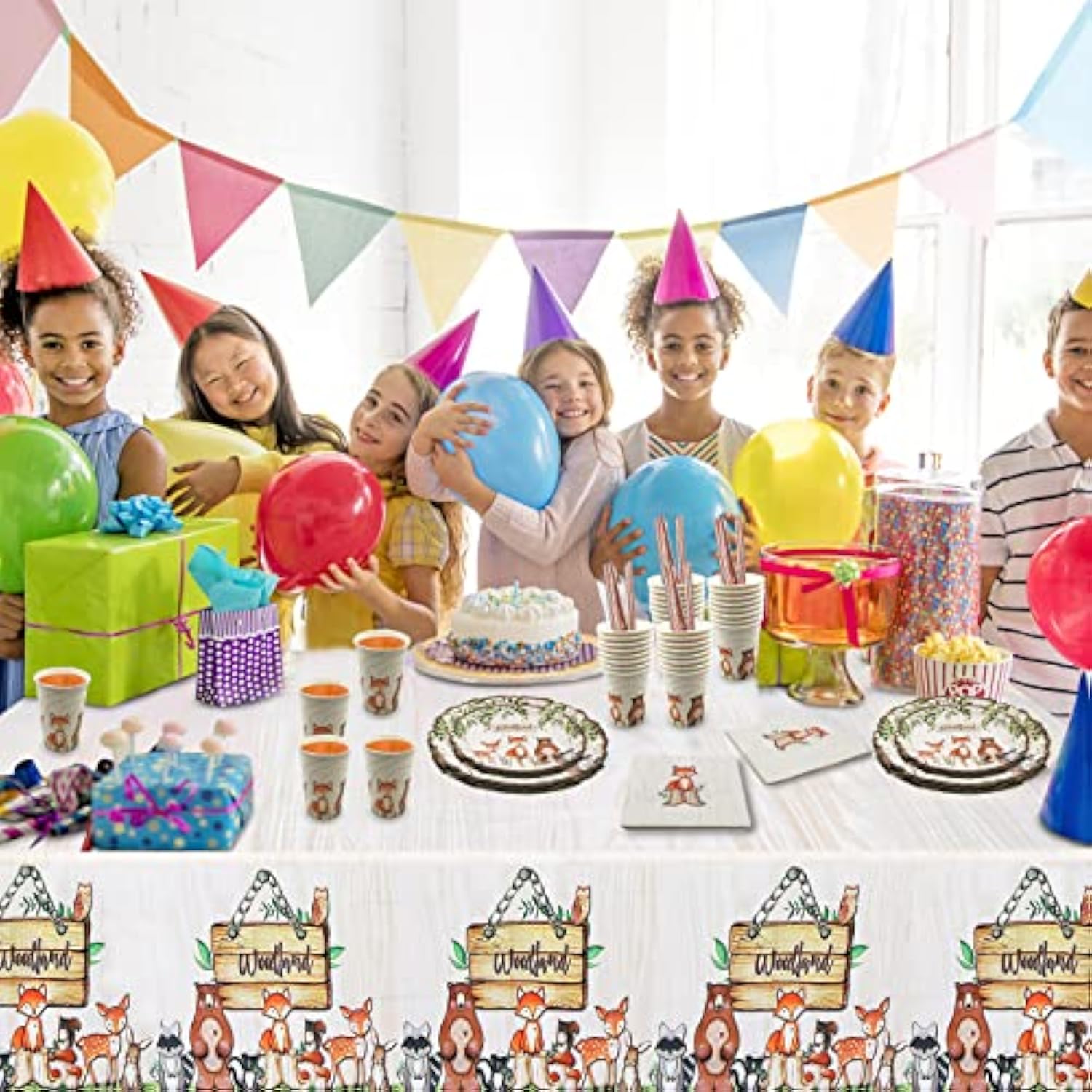 Woodland Creatures Party Supplies Baby Shower Decorations, Forest Animal Friends Theme Party Supplies, 32 Guests Dinner Plates, Dessert Plates,9 Oz Cups And Napkins For Baby Shower And Birthday Party