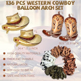 135pcs Western Cowboy Balloon Arch Kit with Cow Print for Farm Theme Party