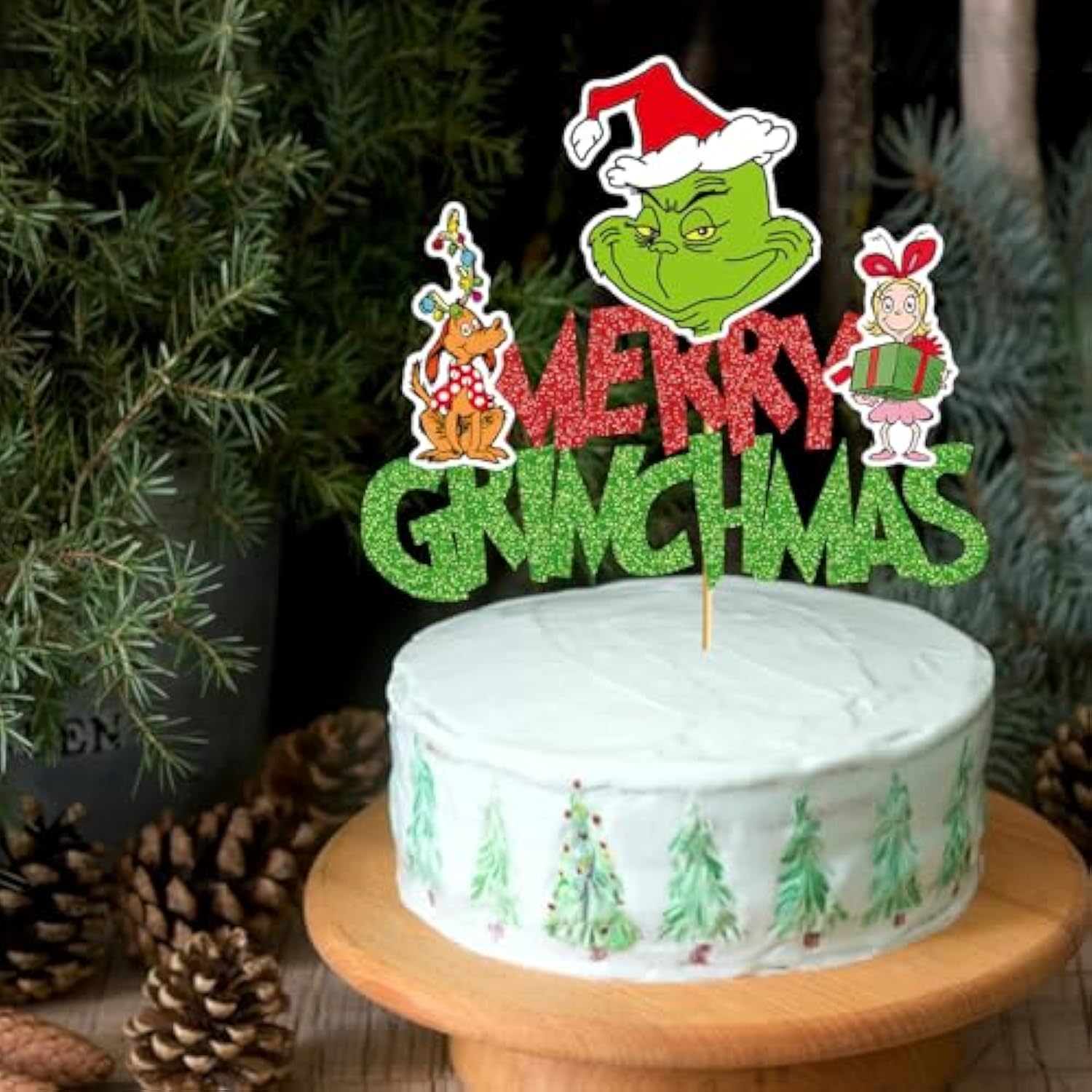 Merry Christmas Cake Topper Christmas Birthday Decorations Whoville Decorations Party Supplies