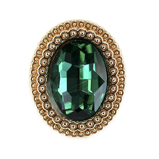 20 Pcs Green Oval Rhinestone Metal Shank Sewing Coat Buttons - 21Mm -
