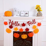 3 Pcs Hello Fall Banners - Thanksgiving Decoration With Autumn Pumpkins, Maple Leaves, Garlands, Mantel Bunting, Harvest Banners For Fireplace, Outdoors, Indoors, Party Hanging, Celebrations
