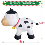 6Ft Cow Inflatables Christmas Spring, Farm Ranch Blow Up Animals Cute Dairy Cattle,Decorations Outdoor Yard Built-In Led