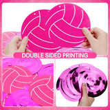 60 Pcs Hot Pink Volleyball Hanging Swirl Decorations for Senior Night