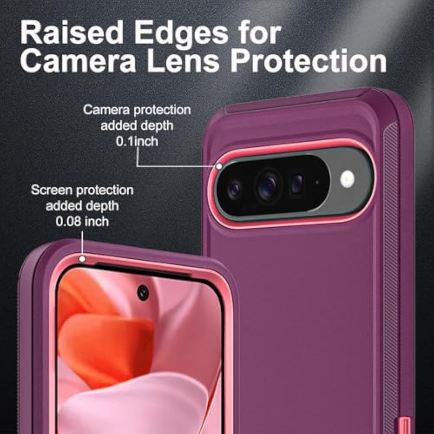 Google Pixel 10 3 in 1 Heavy Duty Shockproof Case with Tempered Glass Screen Protector and Camera Lens Protector