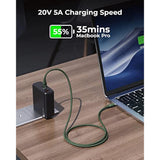 Usb C Cable (6Ft 100W, 2-Pack), Premium Nylon Usb C To Usb C Cable 2.0, Type C Charging Cable Fast Charge For Macbook Pro 2020, Ipad Pro 2021, Galaxy S22, Pixel, Switch And More-Green