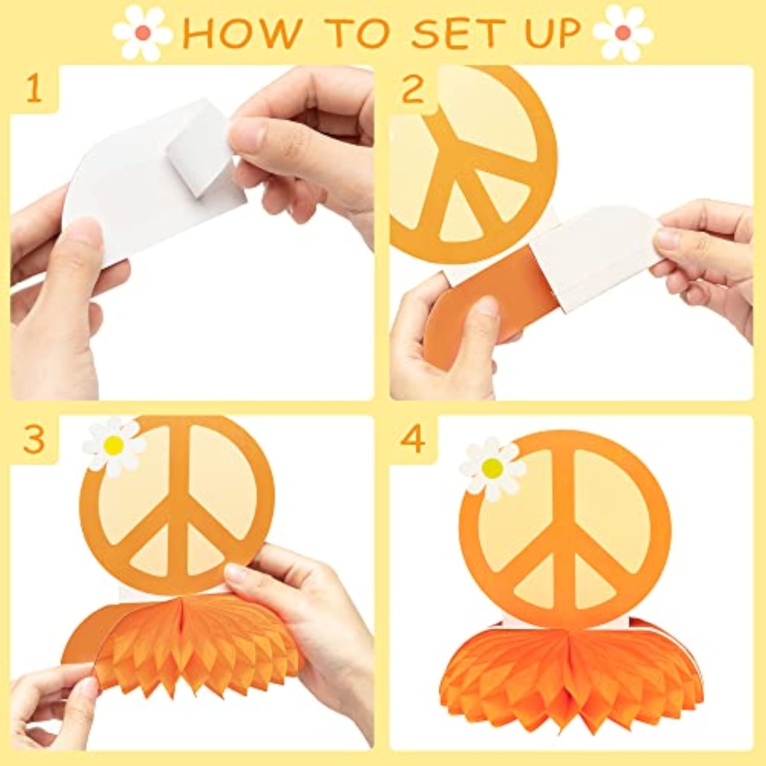 9Pcs Groovy Hippie Boho Party Honeycomb Centerpieces Retro Rainbow Decor