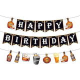 Whiskey Happy Birthday Banner, Party Sign For Men Aged To Perfection, Cheers And Beers Decorations, Adults Bday Theme Supplies