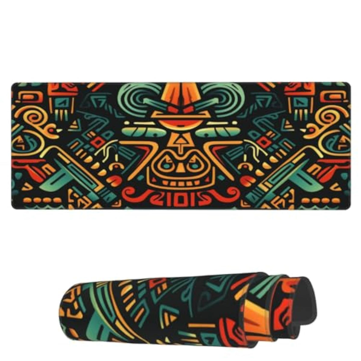 Laptop Mouse Pad Aztec Pattern Desk Mat With Stitched Edges 31.5X 11.8 Inch Non-Slip Large Keyboard Rubber Writing Table Mat For Office Home