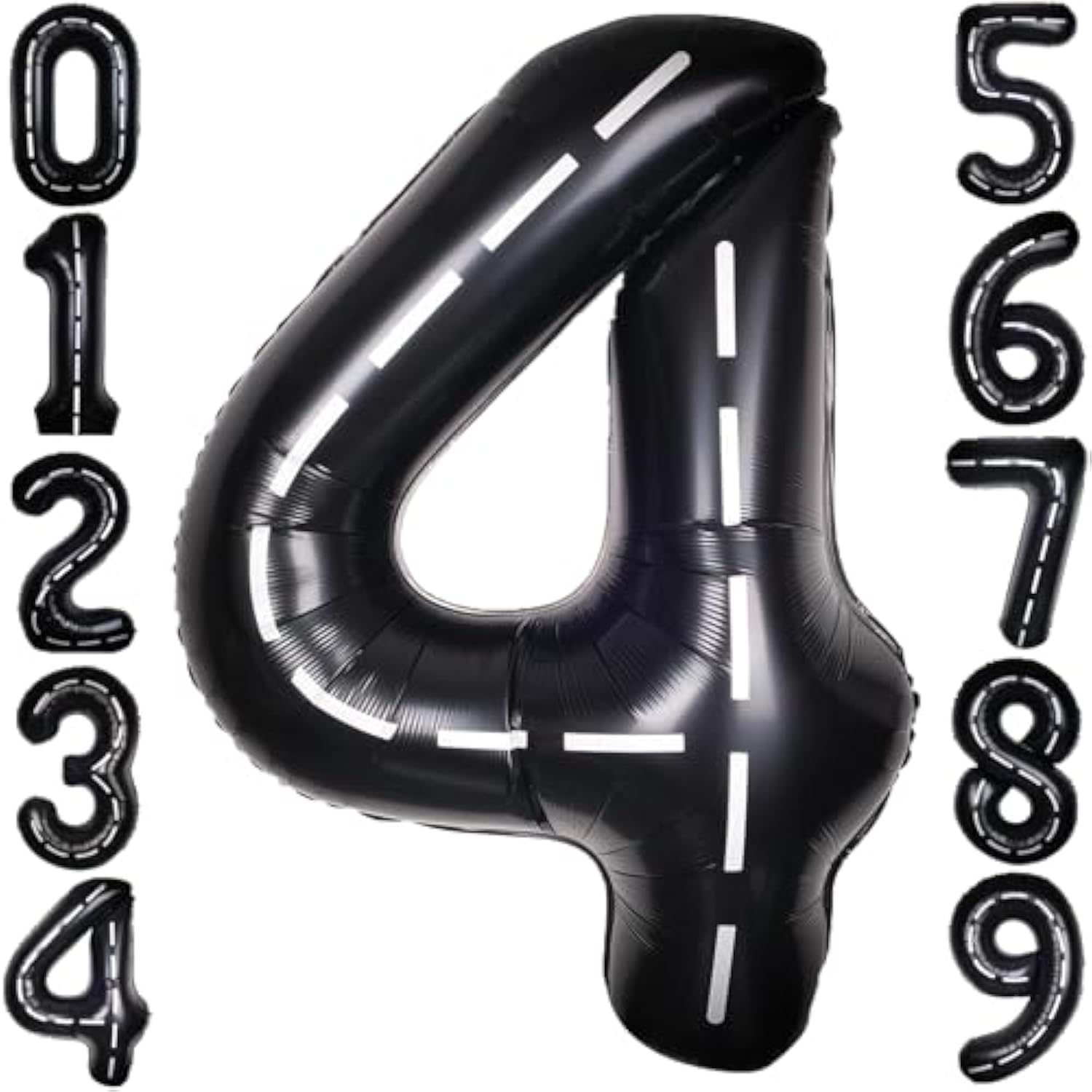 40" Black Race Car #4 Foil Balloon Giant Mylar for Boy's Birthday & Graduation