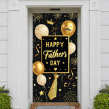 Happy Father's Day Door Cover Black and Gold Fathers Day Door Banner with Mustache Balloon Striped Tie Confetti Best Dad Ever Porch Sign for Home Party Decorations Father's Day Celebration Gift for Dad 70.8 x 35.4 Inch