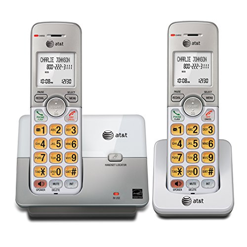 El51203 Dect 6.0 2-Handset Cordless Phone - Full Duplex Handset Speakerphone, Caller Id/Call Waiting, Backlit Keypad & Display, Intercom, Eco Mode, White/Silver