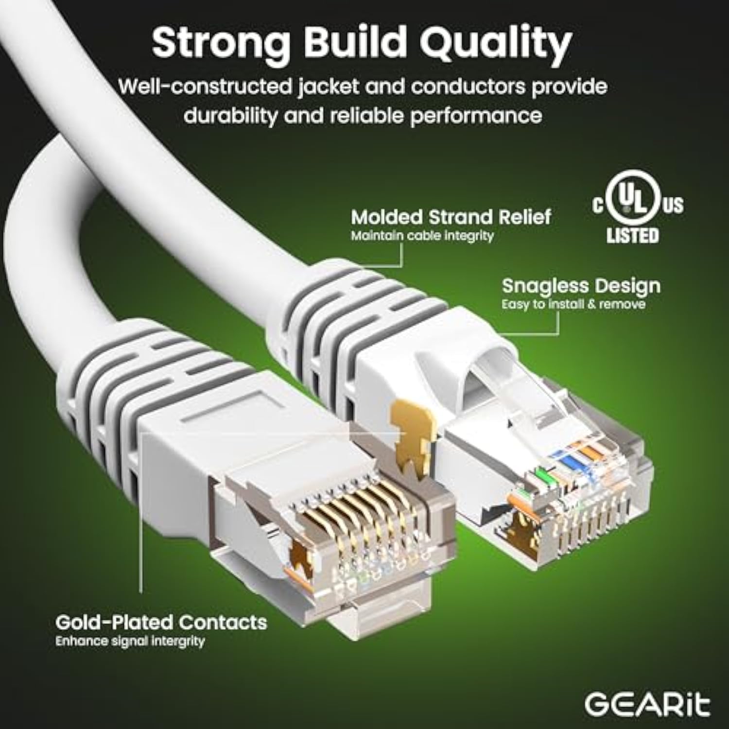GearIT Cat 6 Ethernet Cable 5 ft (10-Pack) - Cat6 Patch Cable, Cat 6 Patch Cab