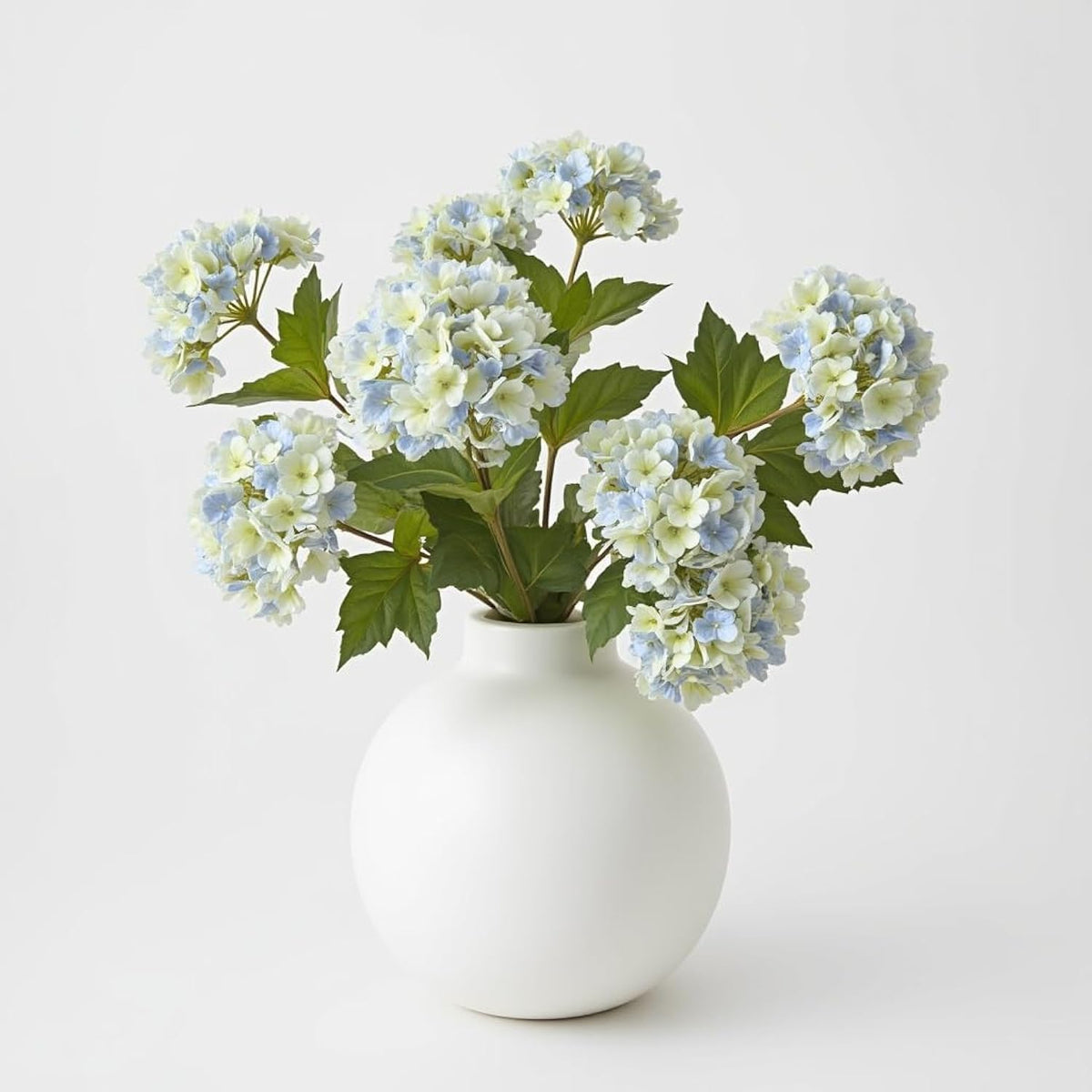 27 Inch Artificial Hydrangea Flowers, 4 Stems With 3-Head Blooms, White To Blue Gradient – Real Touch, Maintenance-Free For Wedding Centerpieces, Home & Office Decor