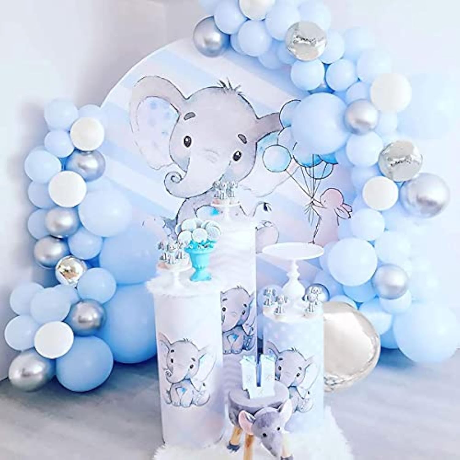 Dusty Blue Balloons Garland Arch Kit-122Pcs Baby Blue Gold White Ballo
