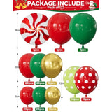 Christmas Balloon Garland Arch Kit, 132Pcs Red Green Gold Xmas Balloons With Candy Cane, Wreath, Star, Merry Christmas Foil Balloons For Xmas Decor, Holiday Party Supplies Indoor Outdoor