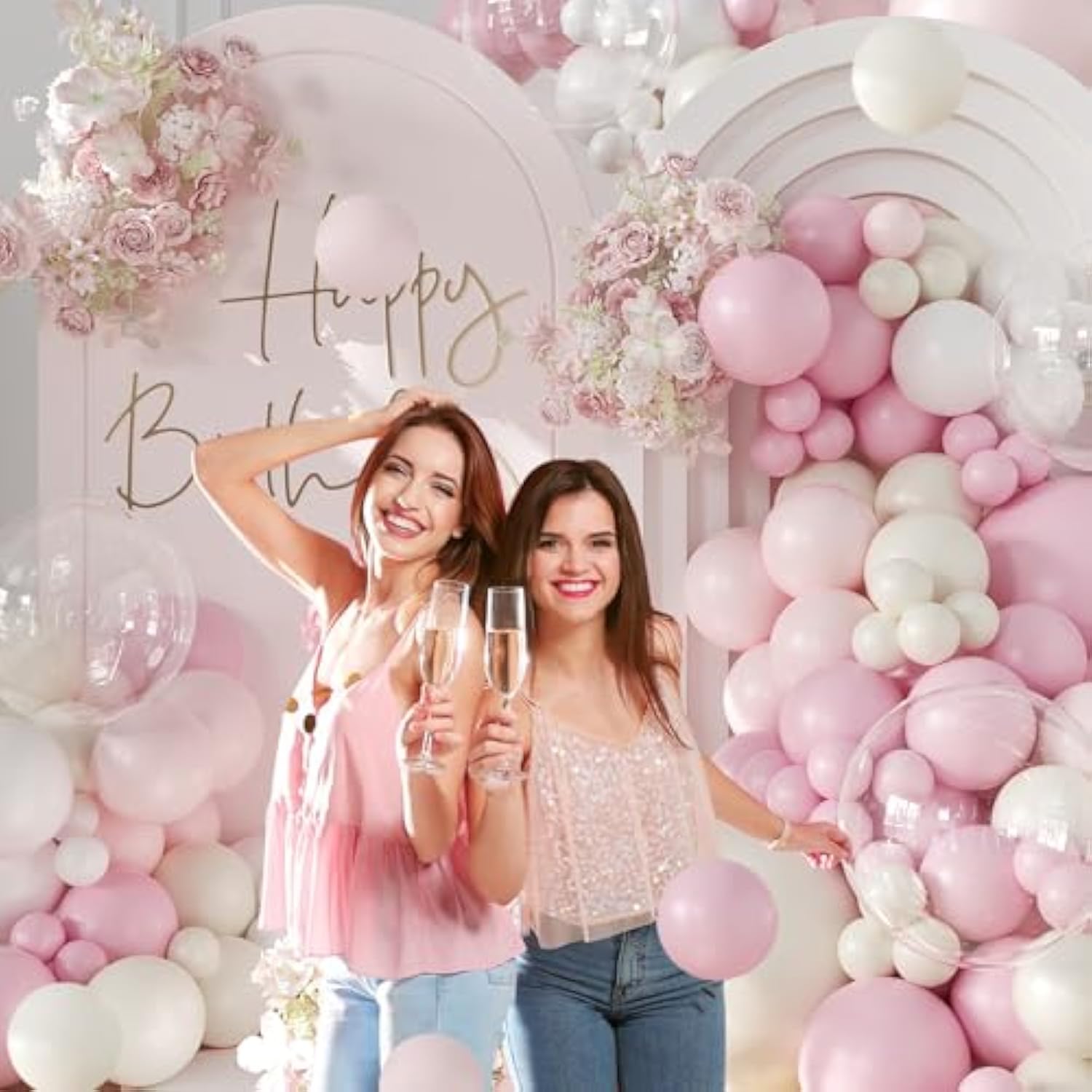 131pcs Light Pink Balloon Arch Kit — Pink & White Garland for Party Decor