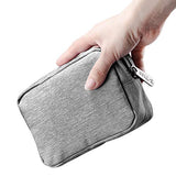 Small Makeup Bag, Cosmetic Toiletry Skin Care Make Up Little Items Pouch For Purse, Zipper Mini Tech Charger Cable Electronic Organizer Case, Travel Accessories For Women Men Teen, Grey