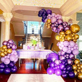 Purple Balloon Arch Kit - 153pcs Lavender, Metallic Purple & Gold Balloons for Party Decorations