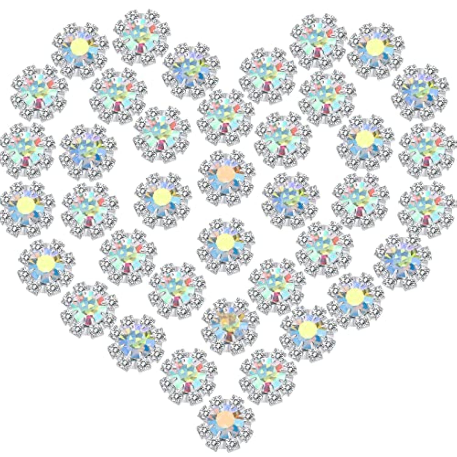 100 Pack 10 Mm Rhinestone Embellishments Flatback Flower Crystal Butto