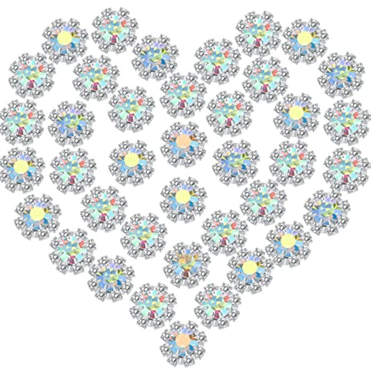 100 Pack 10 Mm Rhinestone Embellishments Flatback Flower Crystal Butto
