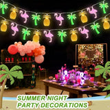 30 LED 16Ft Hawaiian String Lights Flamingo Pineapple Palm Tree Battery Operated