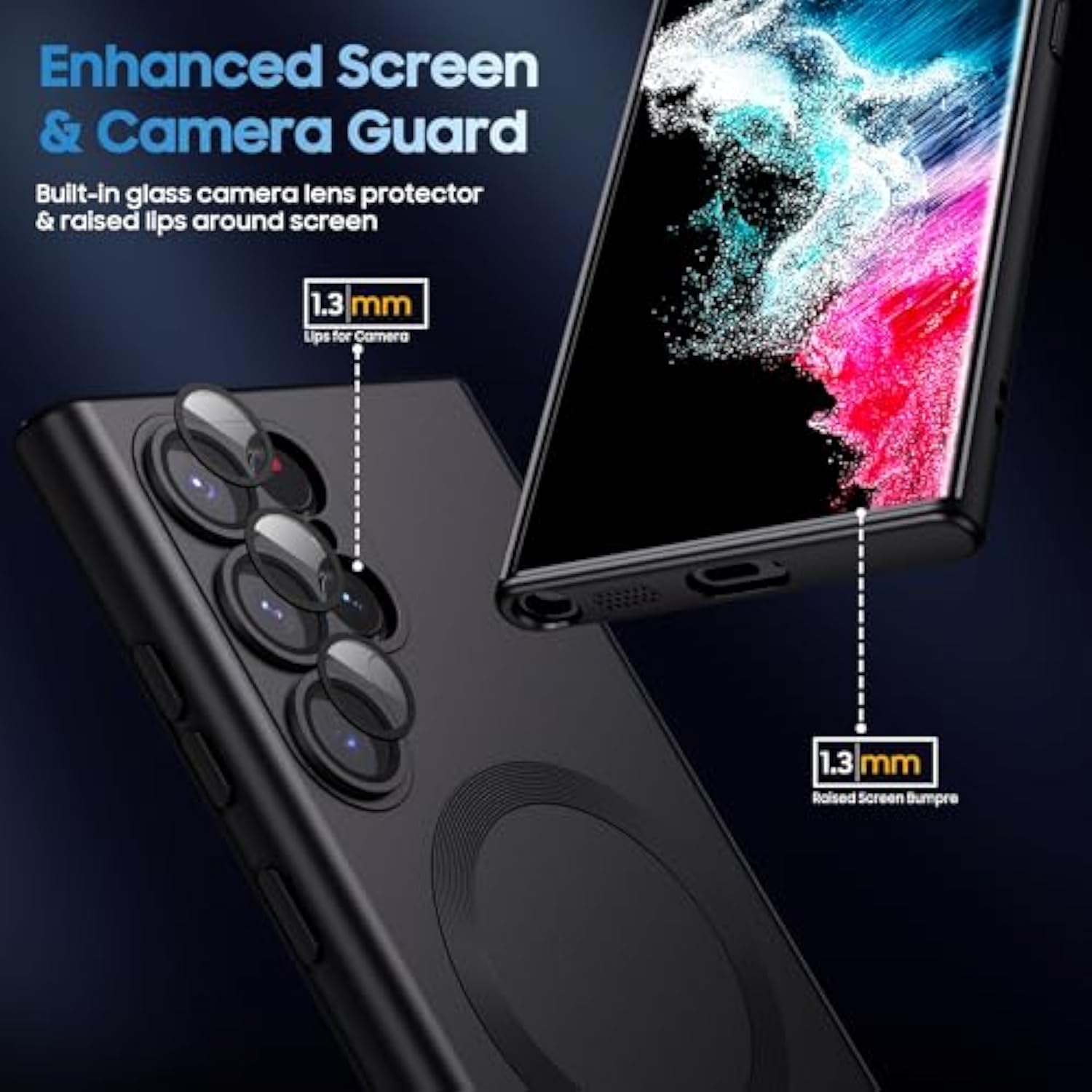 Matte For Samsung Galaxy S22 Ultra Case, Compatible With Magsafe, Slim Thin Magnetic Cover With Built-In Camera Lens Protector Shockproof Phone Shell (Black)